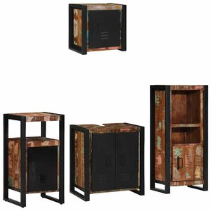 vidaXL Badezimmerm&ouml;bel-Set mit Regal 4 pcs Massives upgecyceltes Holz
