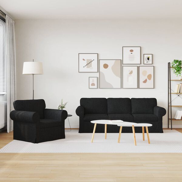 vidaXL Sofa 180cm 2 pcs Schwarz Metall