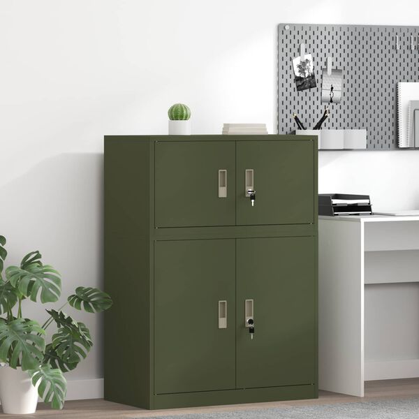 vidaXL Aufbewahrungsschrank Olive Gr&uuml;n 80 x 40 x 40 cm Stahl