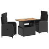 vidaXL Outdoortisch-Set 3 stk. Schwarz