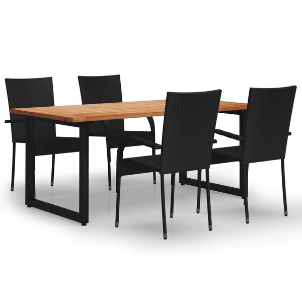 vidaXL 5-tlg. Garten-Essgruppe Poly Rattan Schwarz