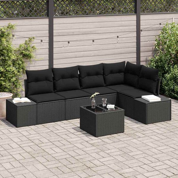 vidaXL Gartensofa-set 6 pcs Schwarz Poly-Rattan