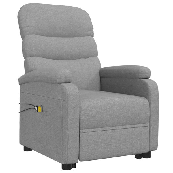vidaXL Massagesessel mit Aufstehhilfe Hellgrau Stoff