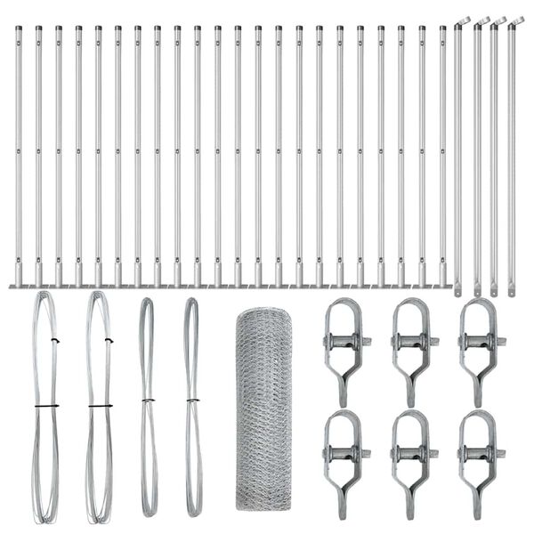 vidaXL Zaunpfosten Silber 50 x 1 m (13 mm Maschendraht) Stahl