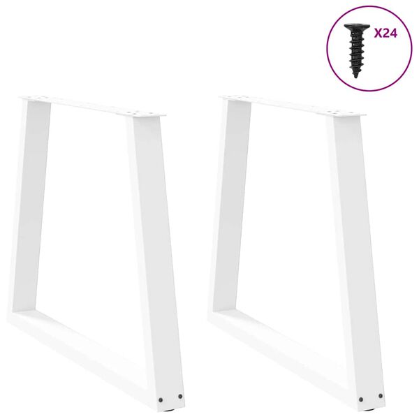 vidaXL Esstisch Beine V-Form 2 St&uuml;ck Wei&szlig; 80x(72-73,3) cm Stahl