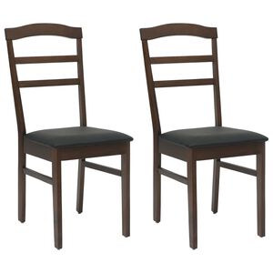 vidaXL Esszimmerstuhl 2 pcs Hellbraun und Schwarz Massives Gummiholz