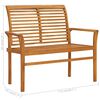 vidaXL Gartenbank mit Gr&uuml;ner Auflage 112 cm Massivholz Teak
