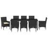 vidaXL Garten Essgruppe mit Kissen 9 pcs Schwarz Poly-Rattan