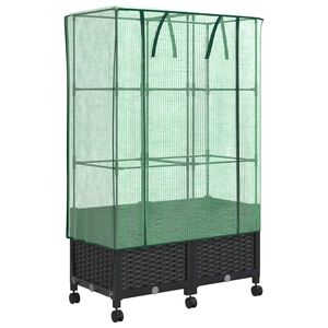 vidaXL Gartenplanter mit Gew&auml;chshausabdeckung und R&auml;dern 2 stk. PP