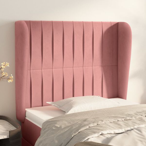 vidaXL Kopfteil mit Ohren Rosa 103x23x118/128 cm Samt