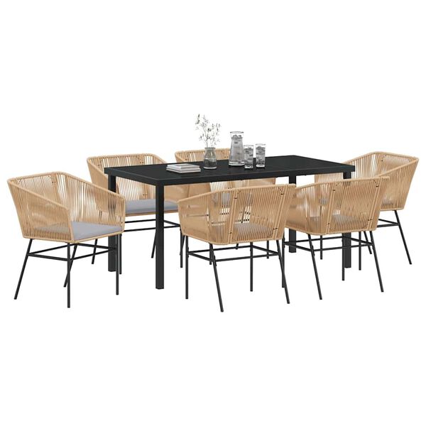 vidaXL Garten Essgruppe 7 pcs Braun Pulverbeschichteter Stahl