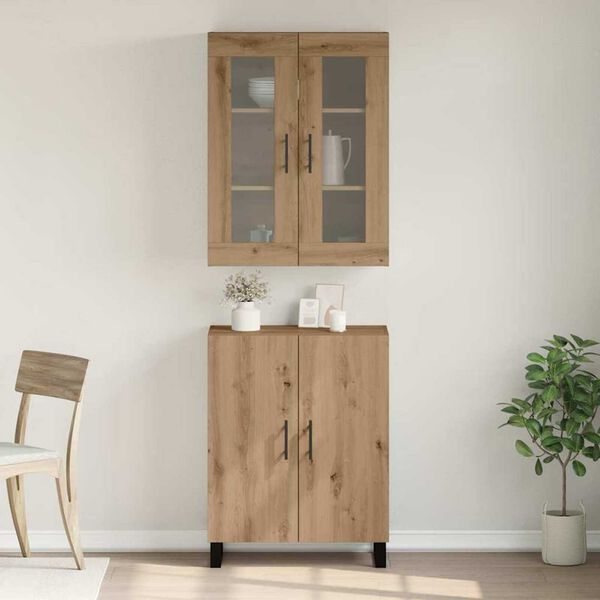 vidaXL Highboard 2 pcs Artisan-Eiche Holzwerkstoff