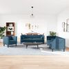 vidaXL 3-tlg. Chesterfield-Sofa-Set mit Nackenrollen Blau Samt