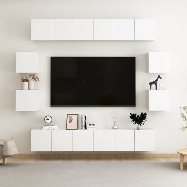 vidaXL 10-tlg. TV-Schrank-Set Wei&szlig; Holzwerkstoff