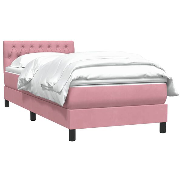 vidaXL Boxspringbett mit Matratze Rosa 80x210 cm Samt