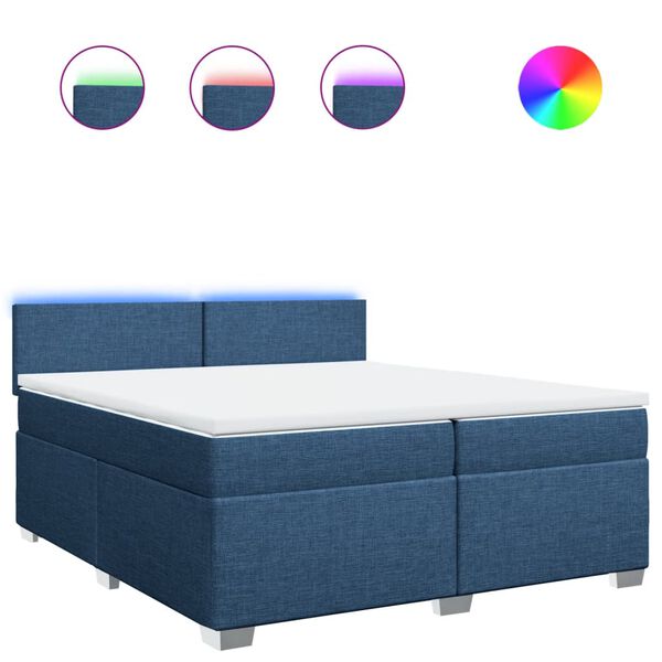 vidaXL Boxspringbett mit Matratze Blau 200x200 cm Stoff