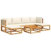 vidaXL 7-tlg. Gartensofa-Set mit Kissen Holz Akazie & Rattan