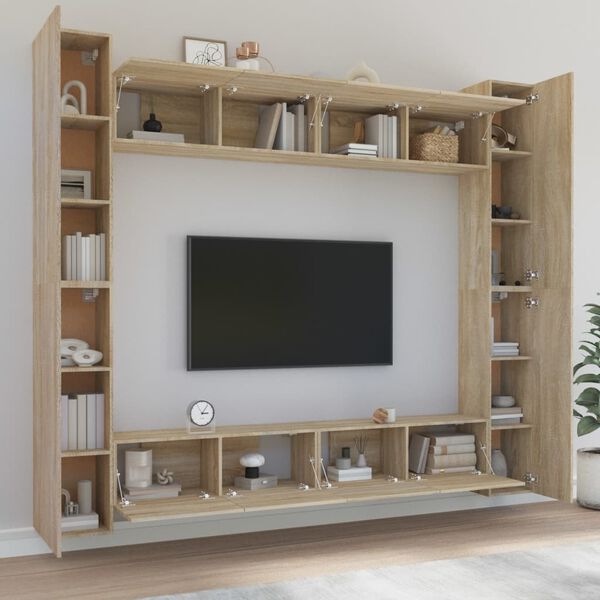 vidaXL 8-tlg. TV-Schrank-Set Sonoma-Eiche Holzwerkstoff