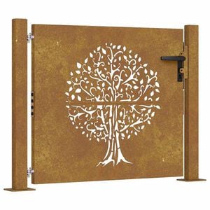 vidaXL Gartentor 100x75 cm Cortenstahl Baumdesign