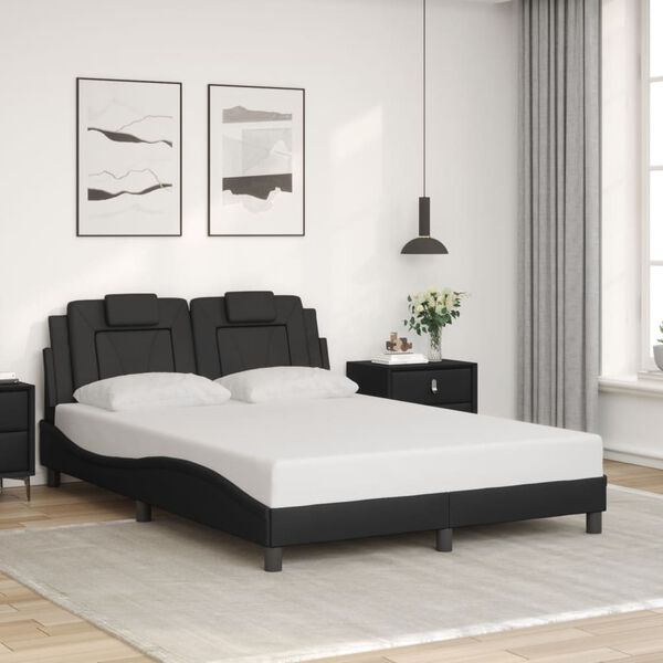 vidaXL Bettgestell "Viana" mit LED ohne Matratze Schwarz 140x200 cm