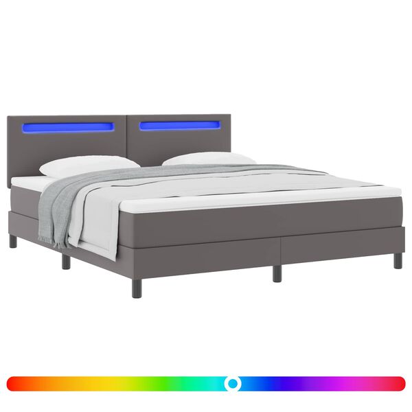 vidaXL Boxspringbett mit Matratze Grau 180 x 200 cm Kunstleder