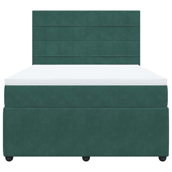 vidaXL Boxspringbett mit Matratze Dunkelgr&uuml;n 160x200 cm Samt