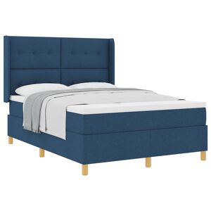 vidaXL Boxspringbett mit Kopfteil Blau 160 x 200 cm Stoff