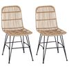 vidaXL Esststuhl 2 Stk. Rattan und Stahl Natur 41 x 55 x 85 cm