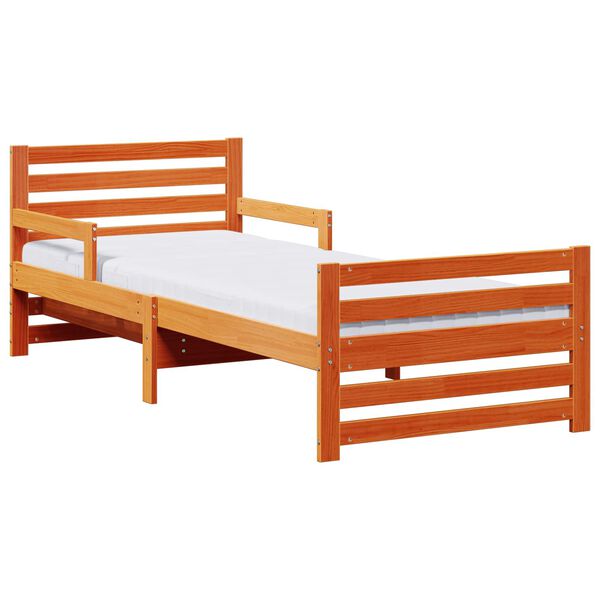 vidaXL Bettrahmen mit Matratze Braun 80 x 200 cm Massives Kiefernholz
