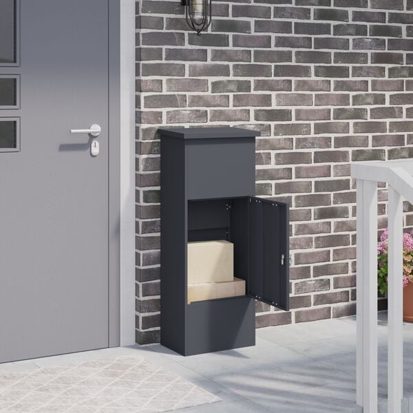 vidaXL Paketdrop-Box mit Speicher Anthrazit 44,5 x 29 x 110,5 cm Stahl