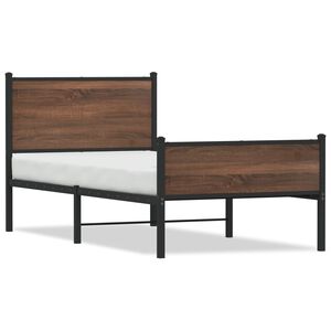 vidaXL Metallbett ohne Matratze Braun Eichen-Optik 80x200 cm