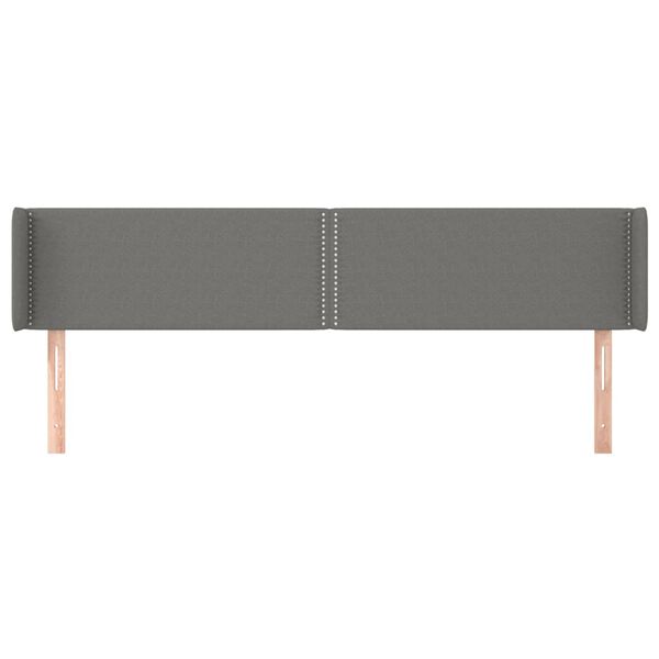 vidaXL Kopfteil mit Ohren Dunkelgrau 203x16x78/88 cm Stoff