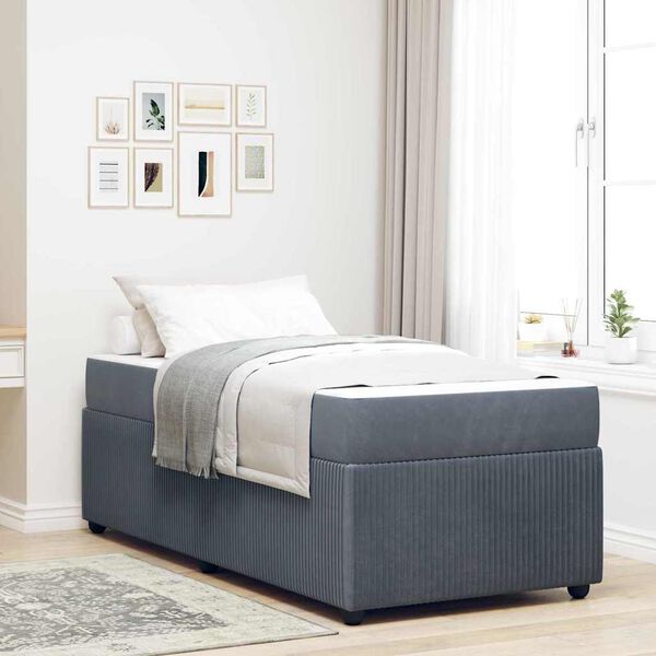 vidaXL Bettrahmen mit Matratze Dunkelgrau 100 x 200 cm Stoff