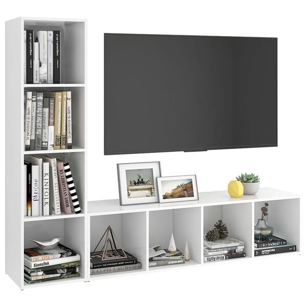 vidaXL TV-Schr&auml;nke 2 Stk. Wei&szlig; 142,5x35x36,5cm Holzwerkstoff