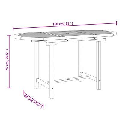 vidaXL Gartentisch Ausziehbar 110-160x80x75 cm Massivholz Teak