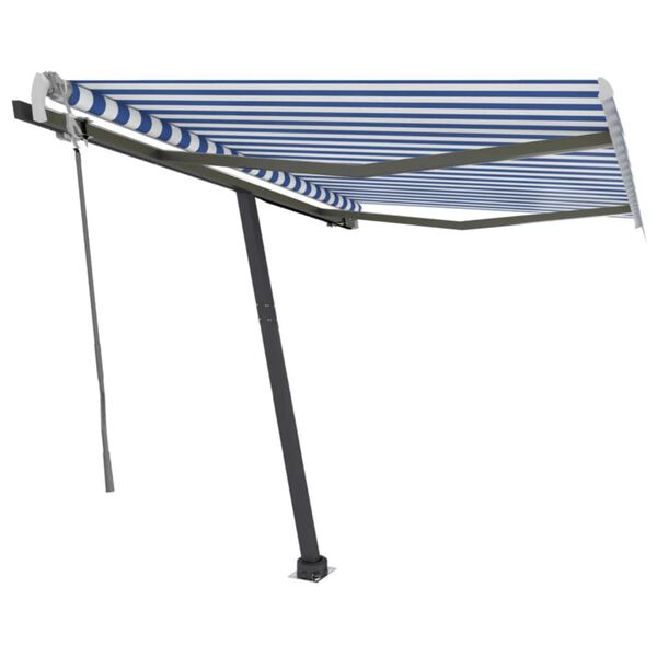 vidaXL Standmarkise Einziehbar Handbetrieben 300x250 cm Blau/Wei&szlig;