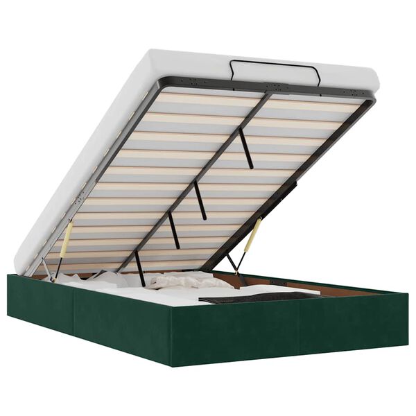 vidaXL Ottoman-Bett ohne Matratze Dunkelgr&uuml;n 120x200 cm Samt