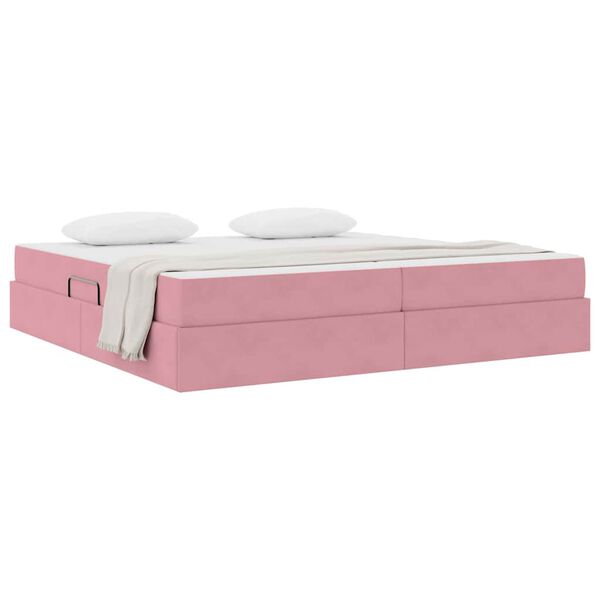 vidaXL Aufbewahrungsbett mit Matratze Rosa 200 x 200 cm Samt