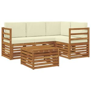 vidaXL Outdoor-Sofagarnitur 5 stk. Natur und Creme Polyester