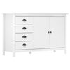 vidaXL Sideboard Hill Wei&szlig; 130x40x80 cm Massivholz Kiefer