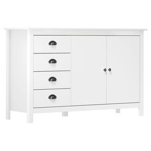 vidaXL Sideboard Hill Wei&szlig; 130x40x80 cm Massivholz Kiefer