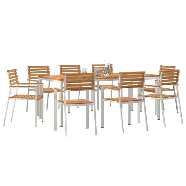 vidaXL Garten Essgruppe 9 pcs Braun Massivholz Teak