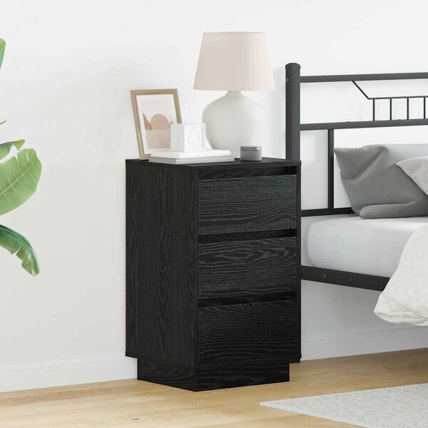 vidaXL Nachttisch Schwarz Eichen-Optik 39 x 34,5 x 65 cm Holzwerkstoff