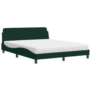 vidaXL Bett mit Matratze "Dover" Dunkelgr&uuml;n 160x200 cm Samt