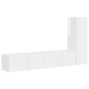 vidaXL TV-Schrankset Wandmontiert 3 pcs Hochglanz Wei&szlig; Holzwerkstoff