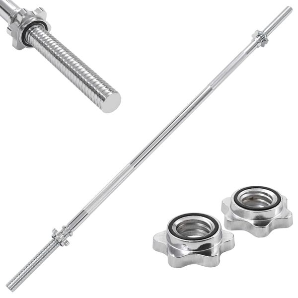 vidaXL Langhantelstange 3&times;140 cm Solider Stahl Silbern