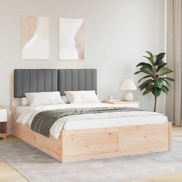 vidaXL Bettgestell mit gepolstertem Kopfteil Dunkelgrau 140 x 200 cm