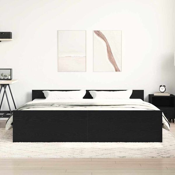 vidaXL Bettgestell ohne Matratze Schwarze Eiche 180x200 cm Holzwerkstoff