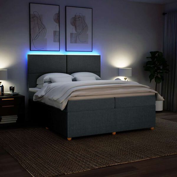 vidaXL Boxspringbett mit Matratze Dunkelgrau 200x200 cm Stoff