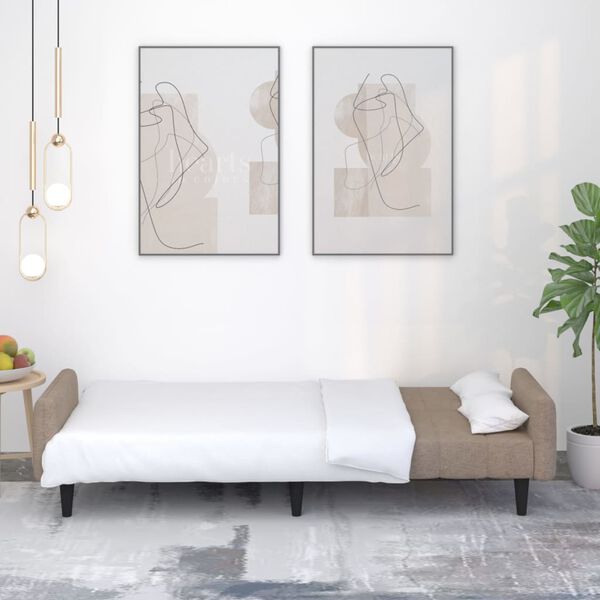 vidaXL Schlafsofa 2-Sitzer Taupe Mikrofasergewebe